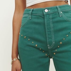 Cowboy Studded High Rise Straight Jeans